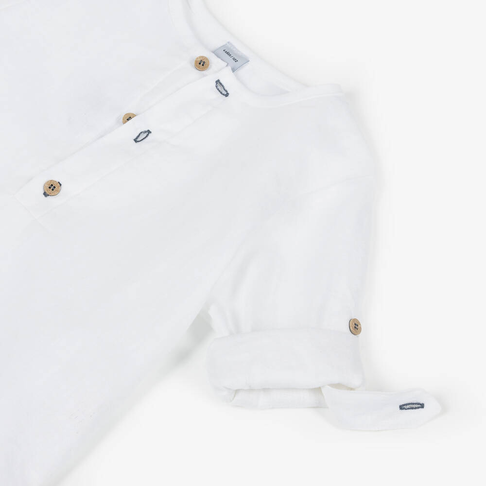 Babidu-Boys Blue & White Cotton Shorts Set with Adjustable Sleeves | Childrensalon Outlet
