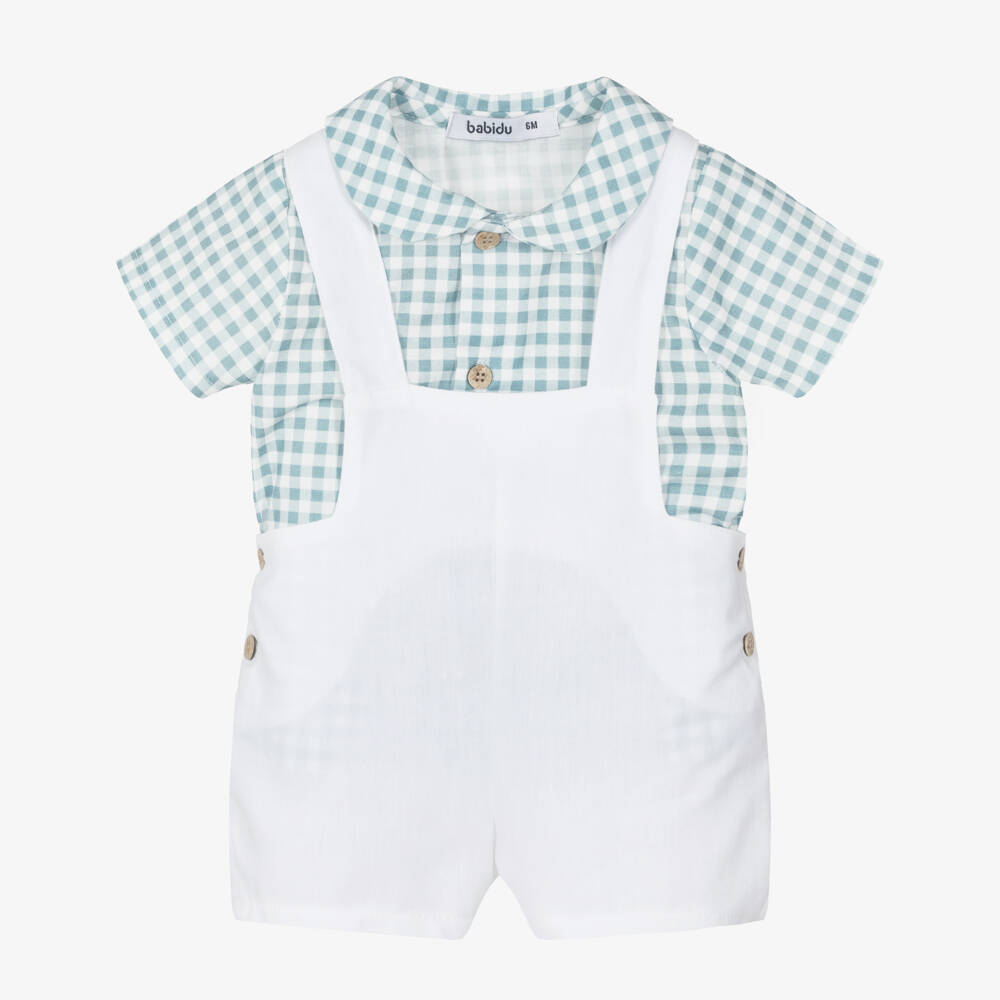 Babidu-Boys Blue & White Gingham Ensemble | Childrensalon Outlet