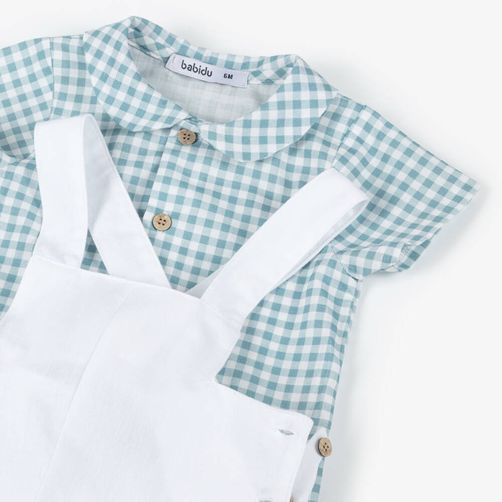 Babidu-Boys Blue & White Gingham Ensemble | Childrensalon Outlet