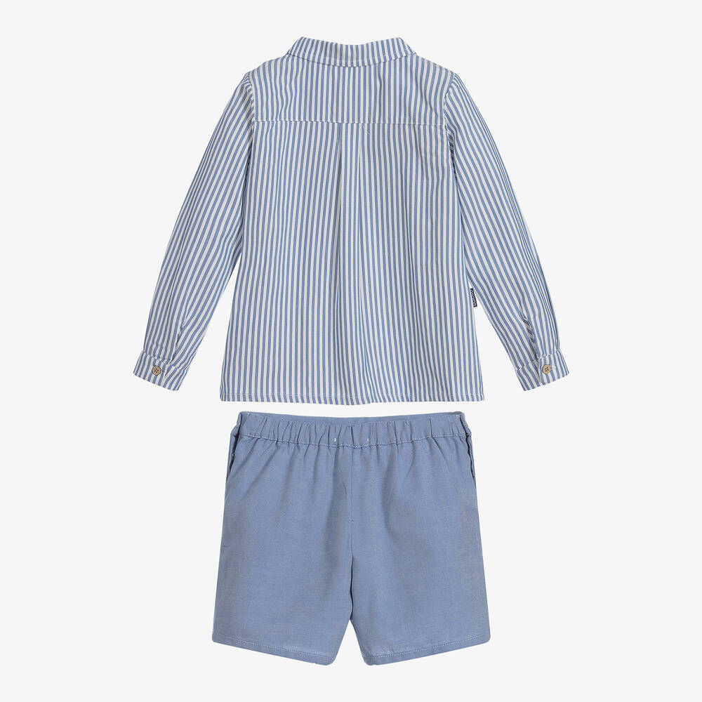 Babidu-Boys Blue & White Shorts Set | Childrensalon Outlet