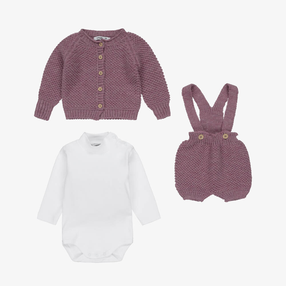 Babidu-Boys Burgundy Knit Outfit Set | Childrensalon Outlet