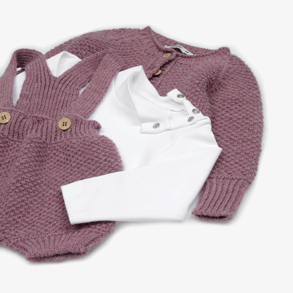 Babidu-Boys Burgundy Knit Outfit Set | Childrensalon Outlet
