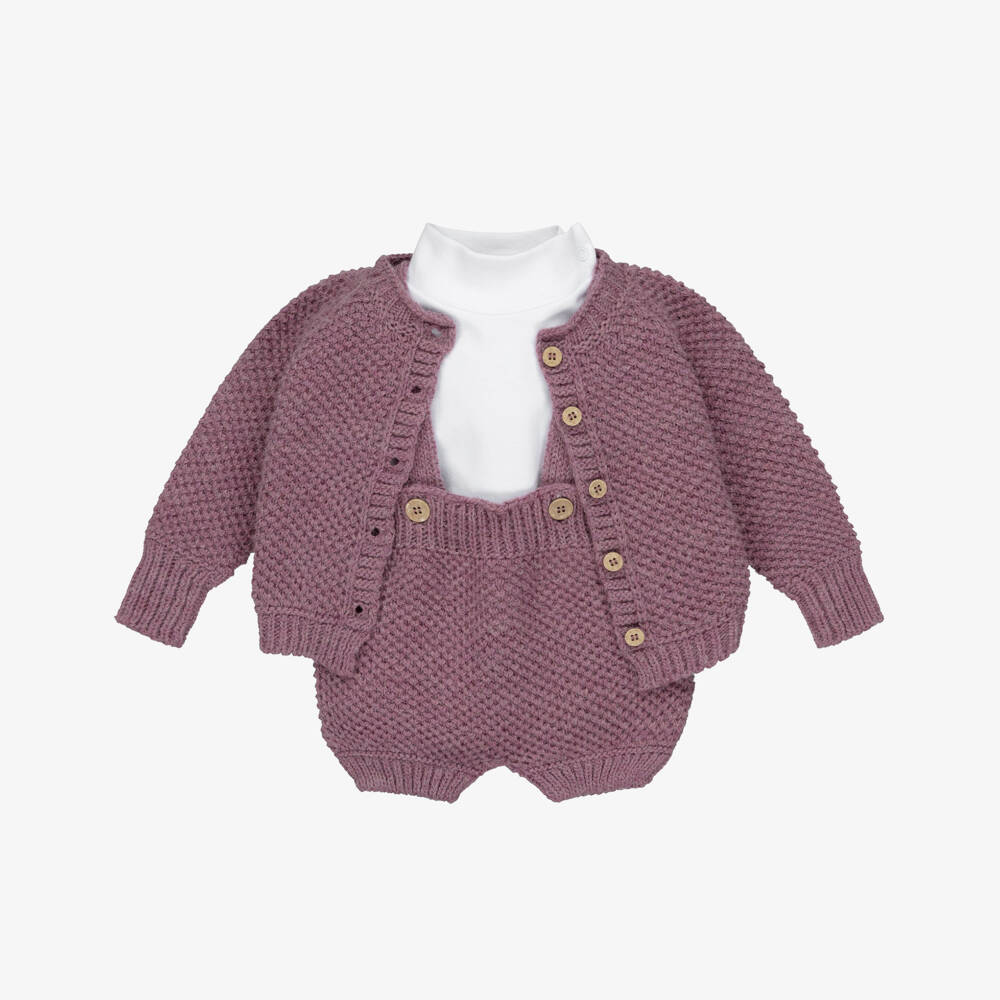 Babidu-Boys Burgundy Knit Outfit Set | Childrensalon Outlet