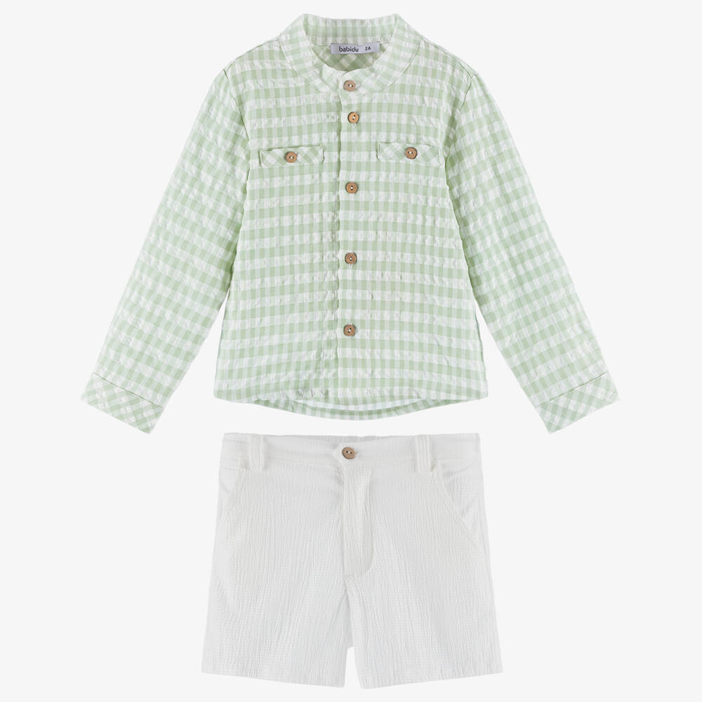 Babidu-Классический зелёный клетчатый комплект для мальчиков | Childrensalon Outlet
