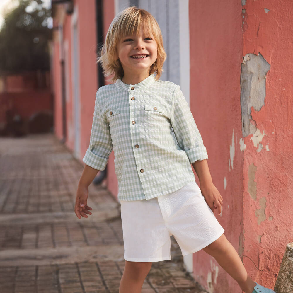 Babidu-Классический зелёный клетчатый комплект для мальчиков | Childrensalon Outlet