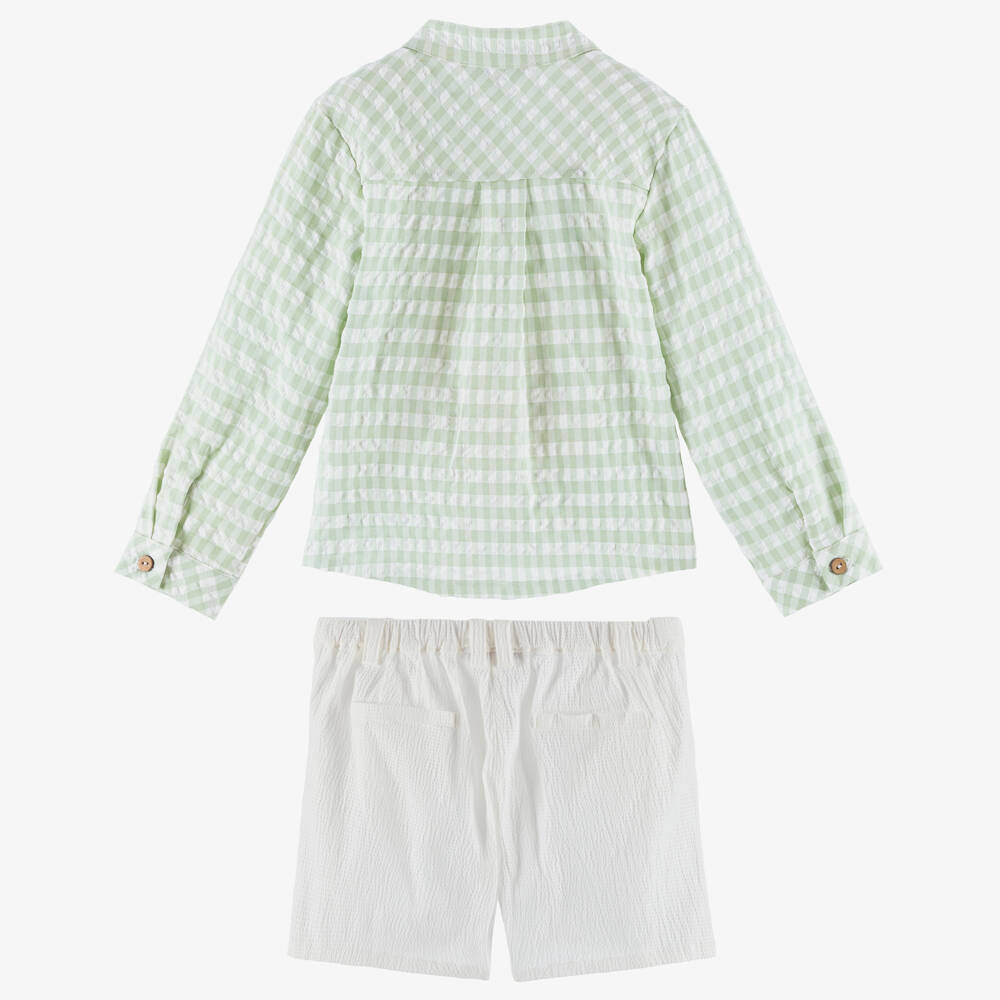 Babidu-Классический зелёный клетчатый комплект для мальчиков | Childrensalon Outlet