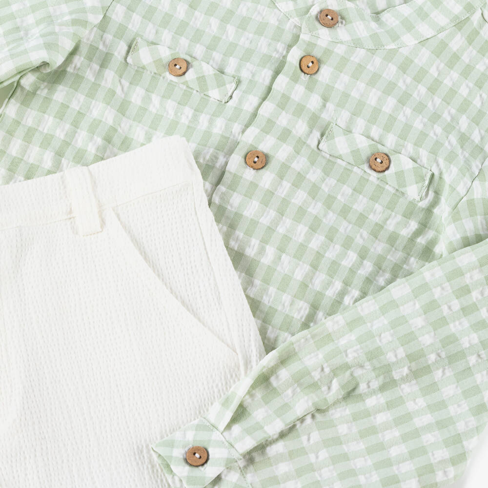 Babidu-Классический зелёный клетчатый комплект для мальчиков | Childrensalon Outlet