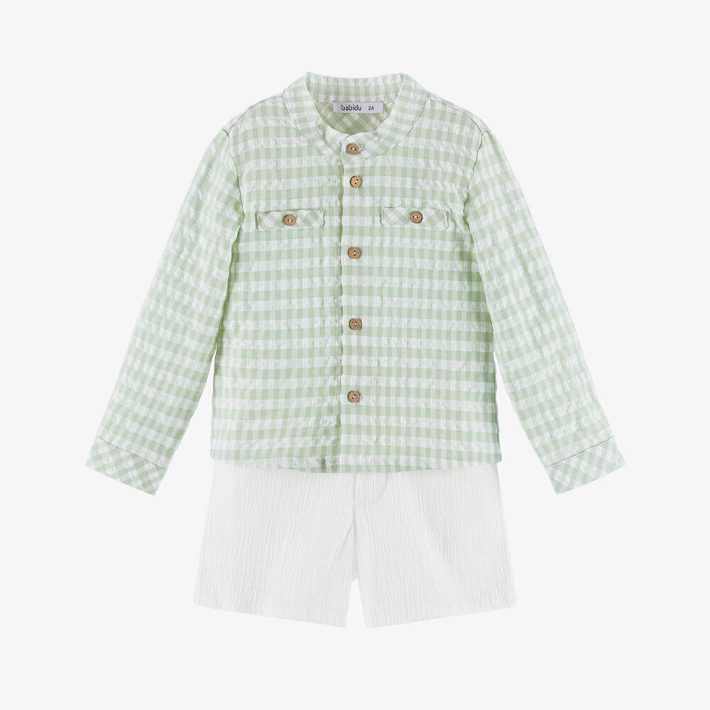 Babidu-Классический зелёный клетчатый комплект для мальчиков | Childrensalon Outlet