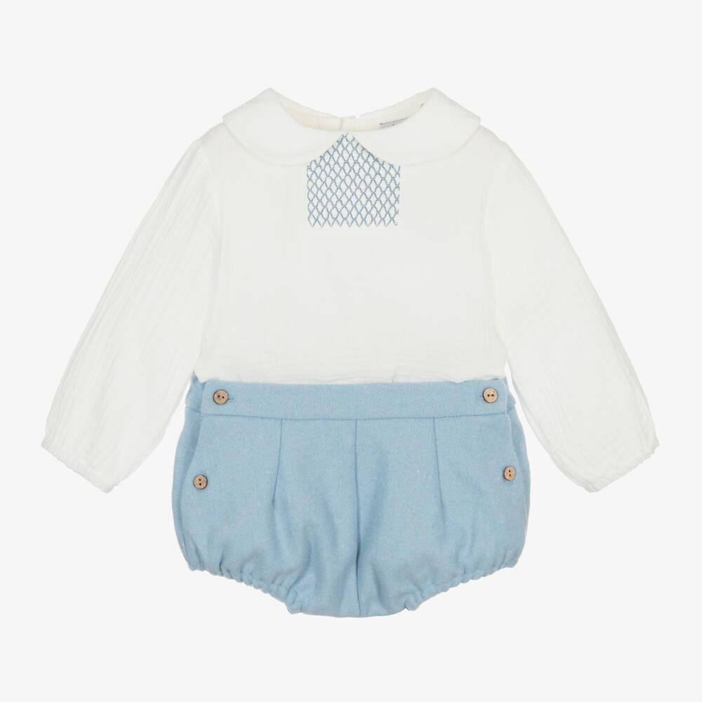 Babidu-Boys Classic White and Blue Ensemble | Childrensalon Outlet