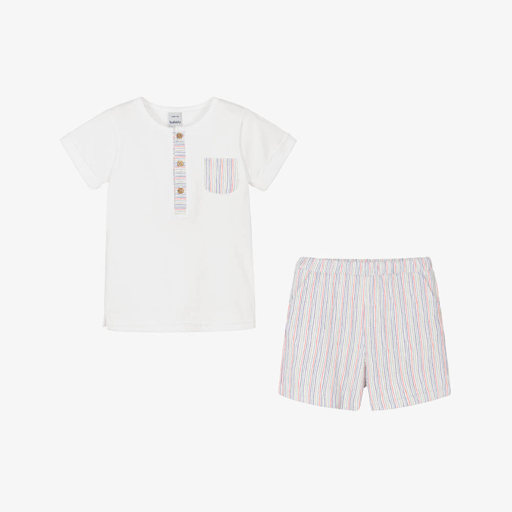 Babidu-Классический белый комплект из хлопка для мальчиков | Childrensalon Outlet