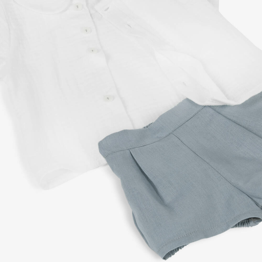 Babidu-Boys Classic White & Grey Shorts | Childrensalon Outlet