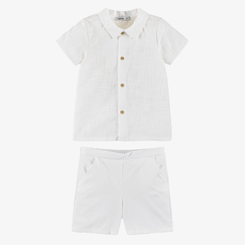 Babidu-Boys Classic White Short Ensemble | Childrensalon Outlet