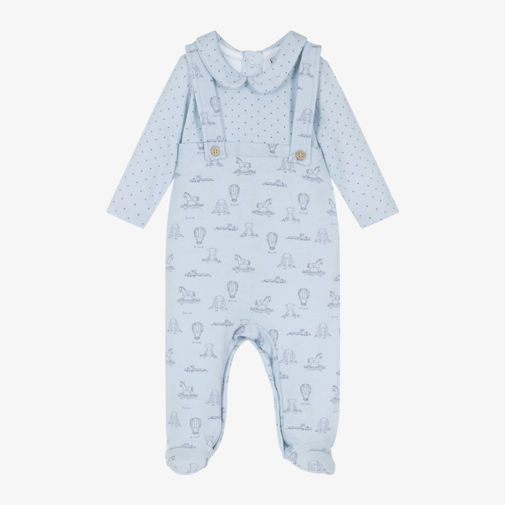 Babidu-Boys Cotton Blue Babygrow | Childrensalon Outlet