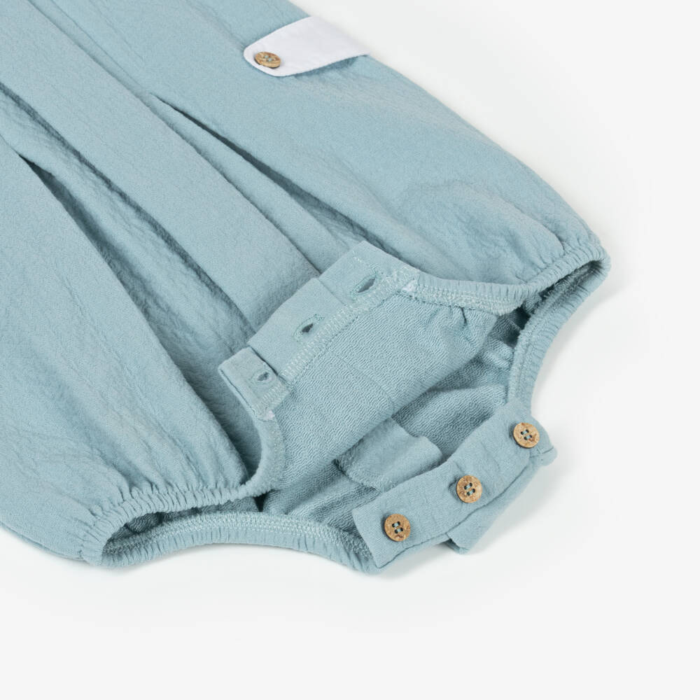 Babidu-Boys Cotton Blue Summer Shortall | Childrensalon Outlet