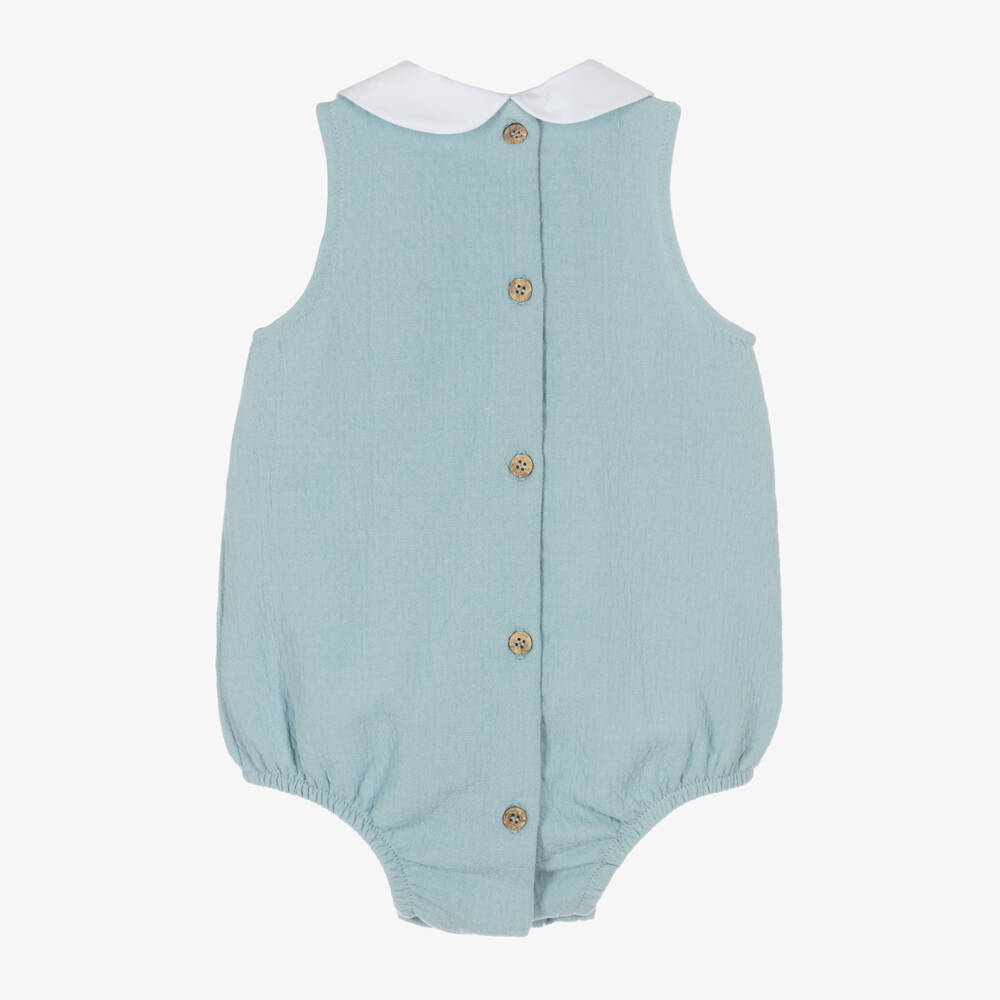 Babidu-Boys Cotton Blue Summer Shortall | Childrensalon Outlet