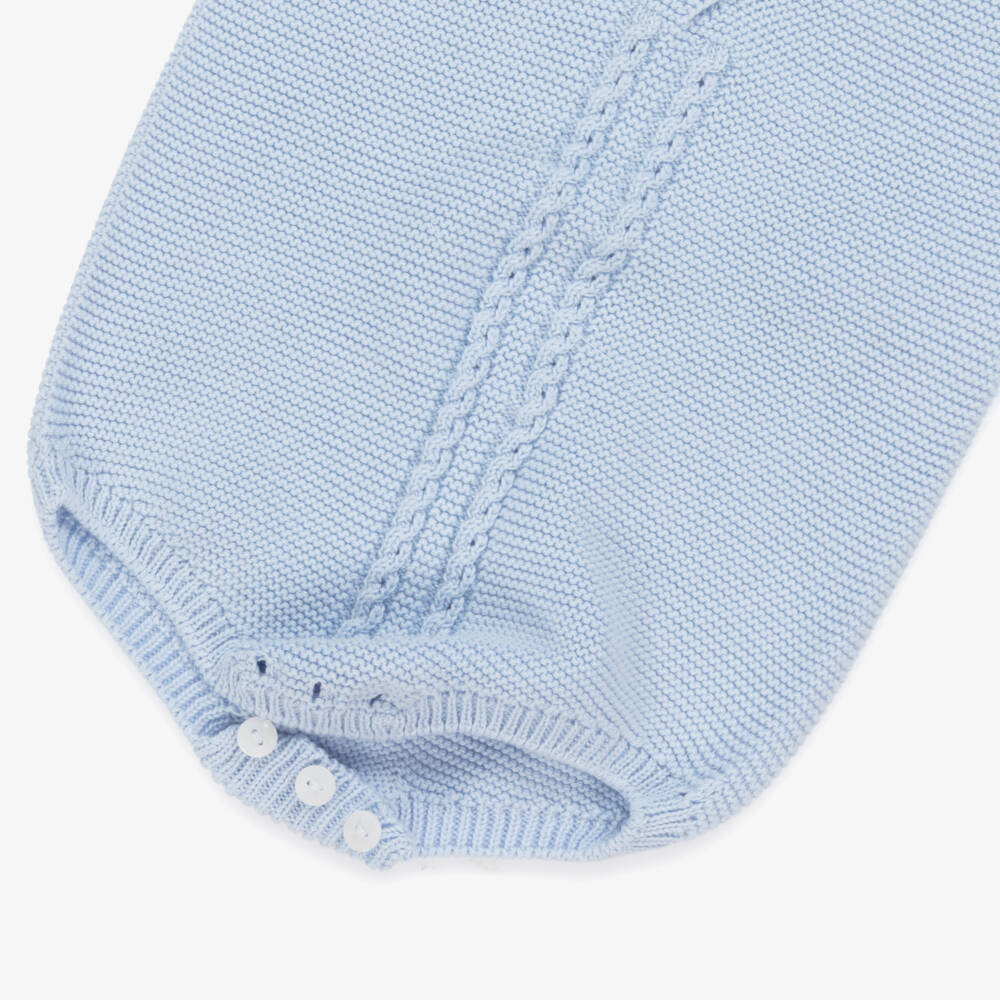 Babidu-Boys Cotton Cable Knit Blue Suit | Childrensalon Outlet