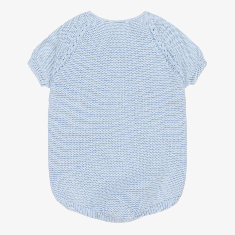 Babidu-Boys Cotton Cable Knit Blue Suit | Childrensalon Outlet