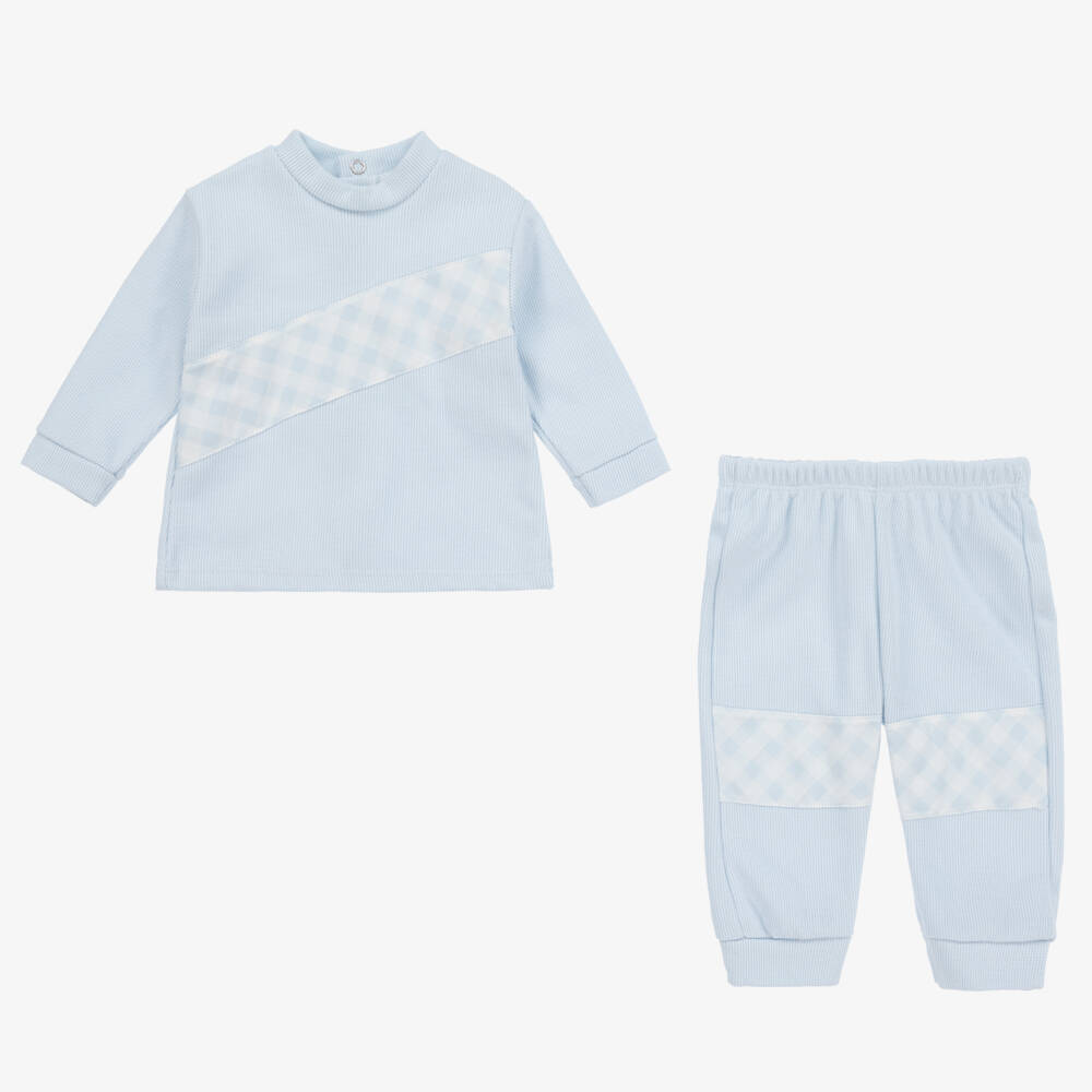 Babidu-Boys Cotton Knit Blue Outfit | Childrensalon Outlet