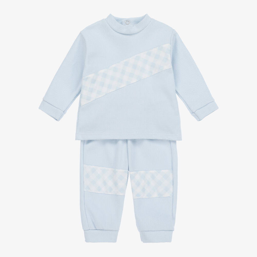 Babidu-Boys Cotton Knit Blue Outfit | Childrensalon Outlet