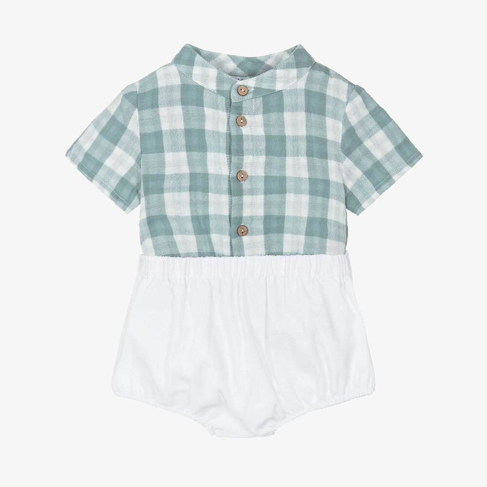 Babidu-Комплект шорт из хлопка и льна зеленый для мальчиков | Childrensalon Outlet