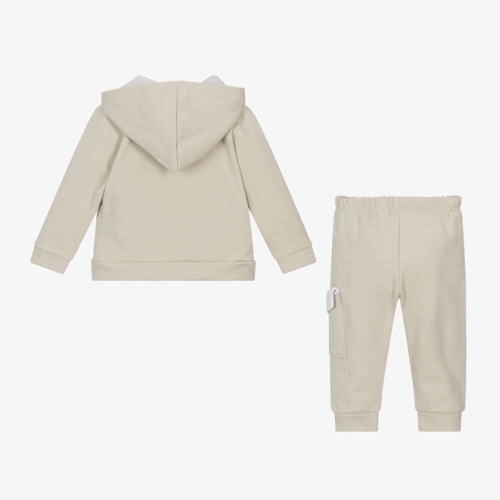 Babidu-Boys Cream Hoodie Jogger Set | Childrensalon Outlet