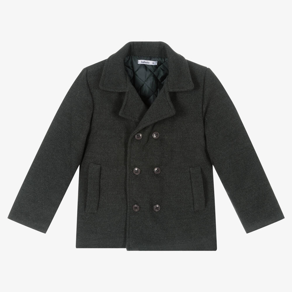 Babidu - Boys Dark Grey Pea Coat | Childrensalon