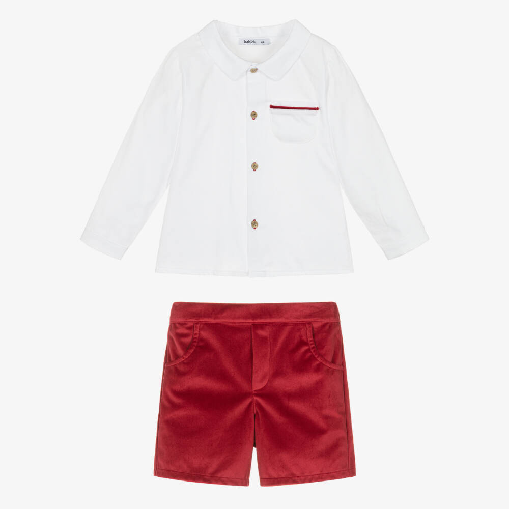 Babidu-Boys Festive Velvet Shorts Ensemble | Childrensalon Outlet