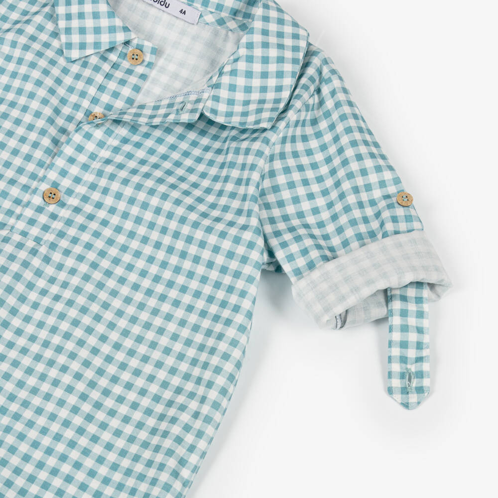Babidu-Комплект из зелёного хлопка в клетку для мальчиков | Childrensalon Outlet