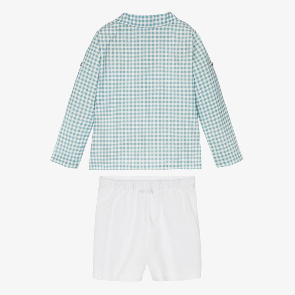 Babidu-Комплект из зелёного хлопка в клетку для мальчиков | Childrensalon Outlet