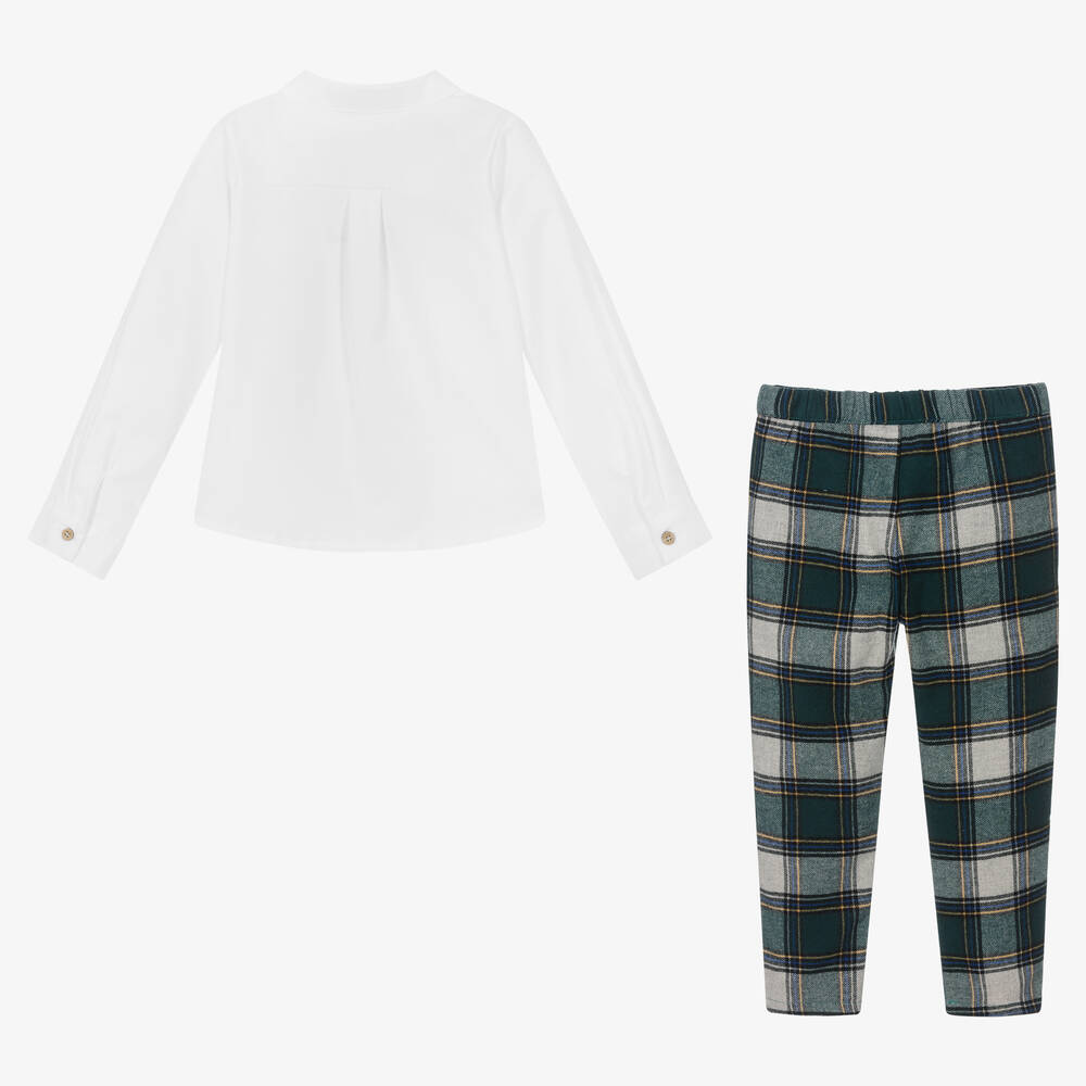 Babidu-Boys Green Checked Trouser Set | Childrensalon Outlet
