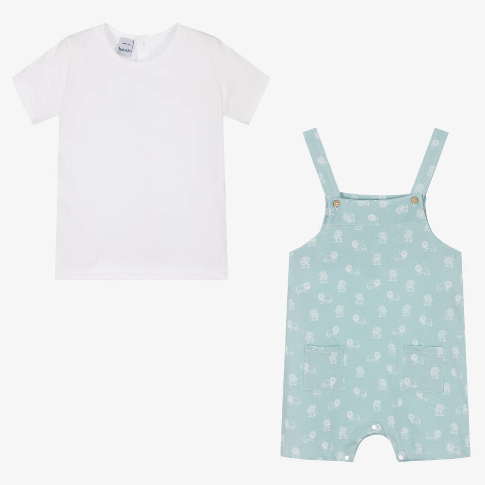 Babidu-Футболка и зеленый полукомбинезон из хлопка | Childrensalon Outlet