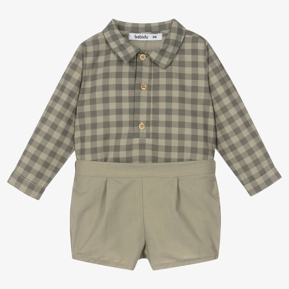 Babidu - Ensemble short vert en coton Garçon | Childrensalon