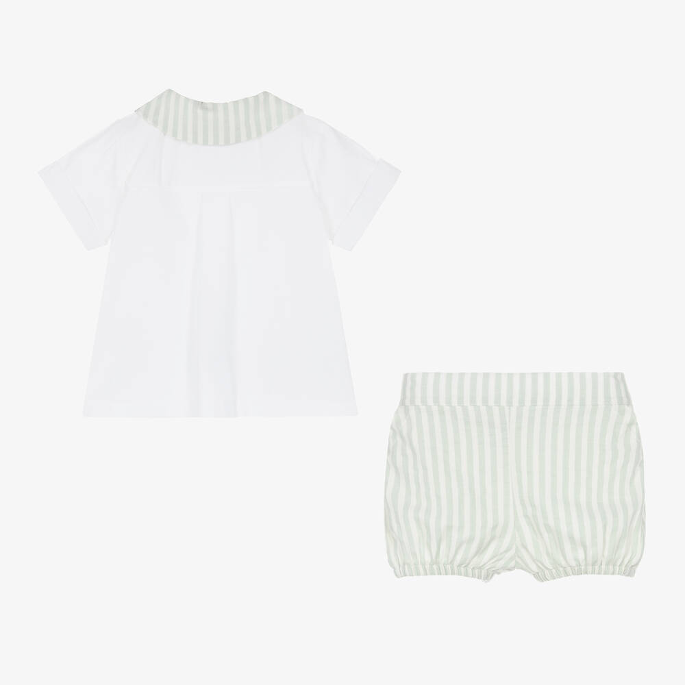 Babidu-Топ и шорты из хлопка в зеленую полоску для мальчиков | Childrensalon Outlet