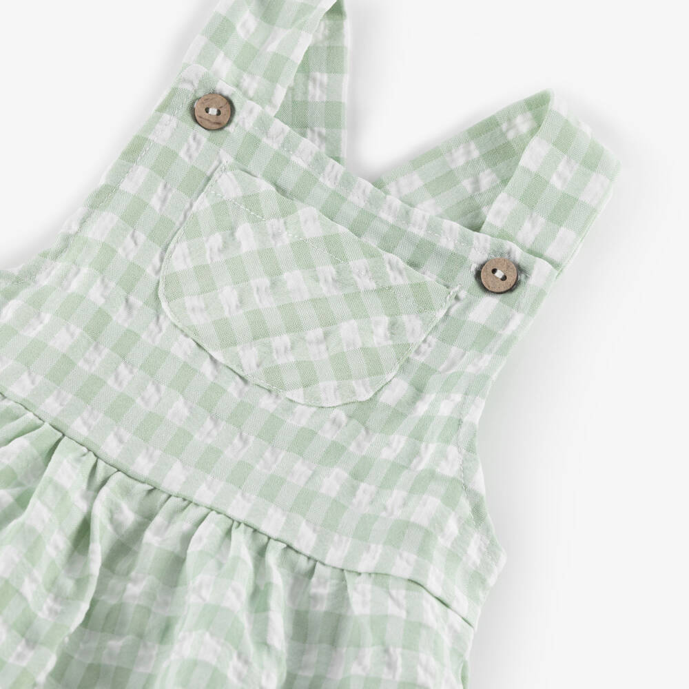 Babidu-جمبسوت قطن أخضر بنقشة المربعات للأولاد | Childrensalon Outlet