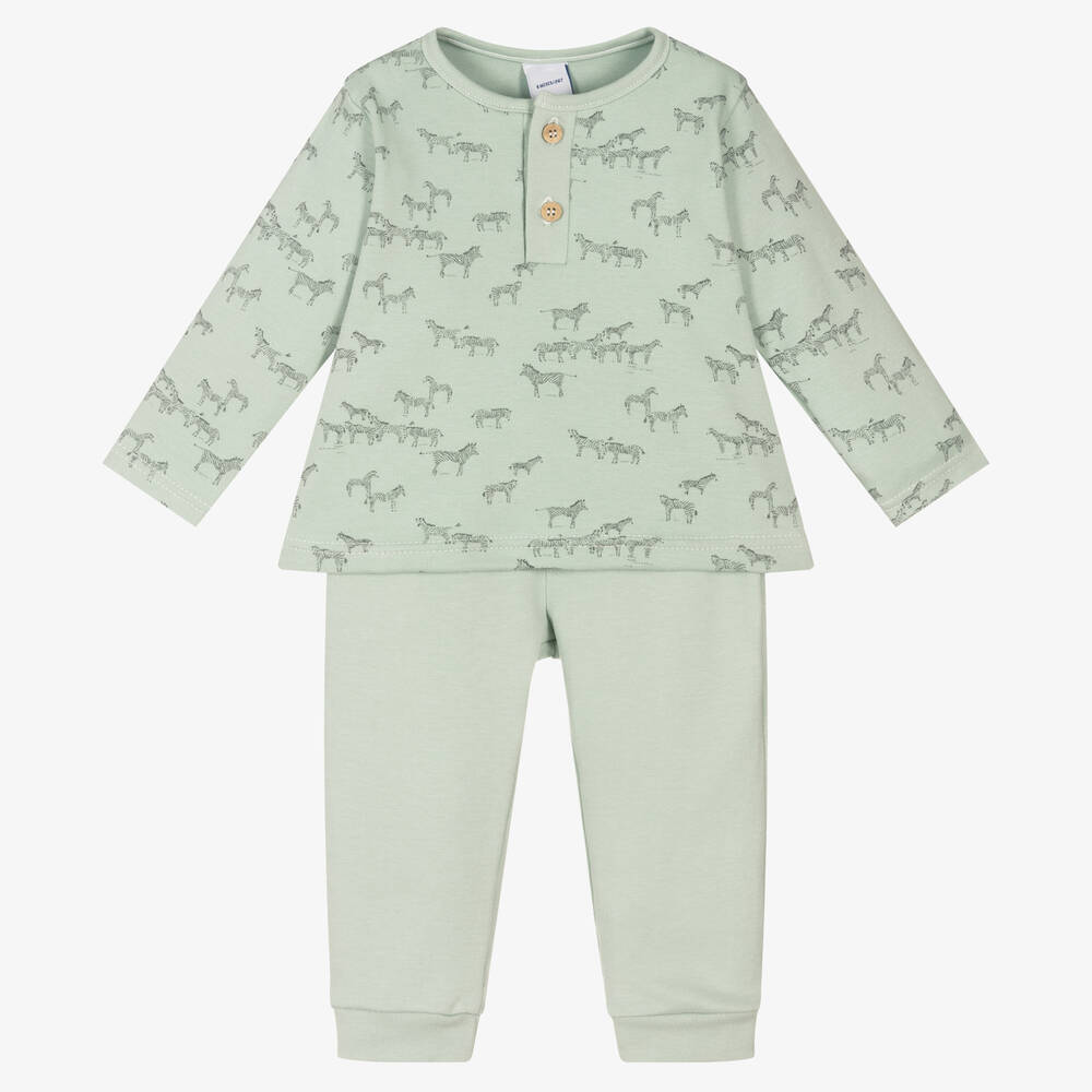 Babidu-Boys Green Jersey Trouser Set | Childrensalon Outlet