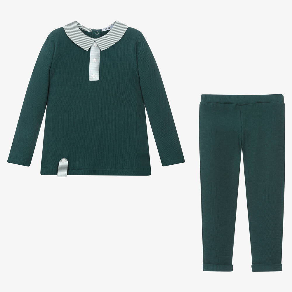 Babidu-Boys Green Knitted Trouser Set | Childrensalon Outlet