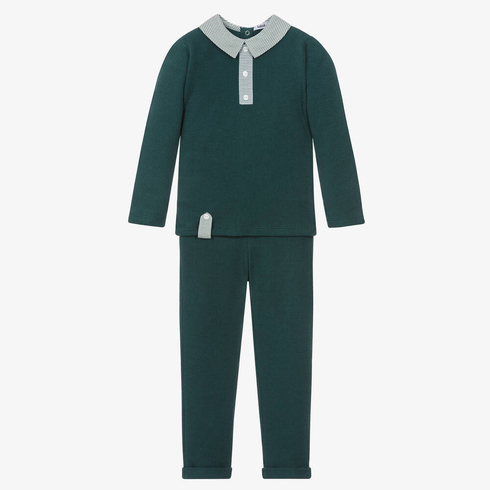 Babidu - Ensemble pantalon vert en maille | Childrensalon