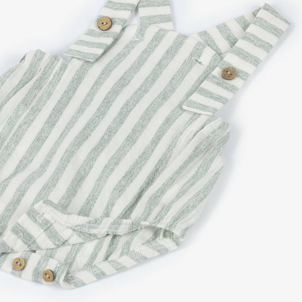 Babidu-Boys Green Linen Stripe Shortie | Childrensalon Outlet