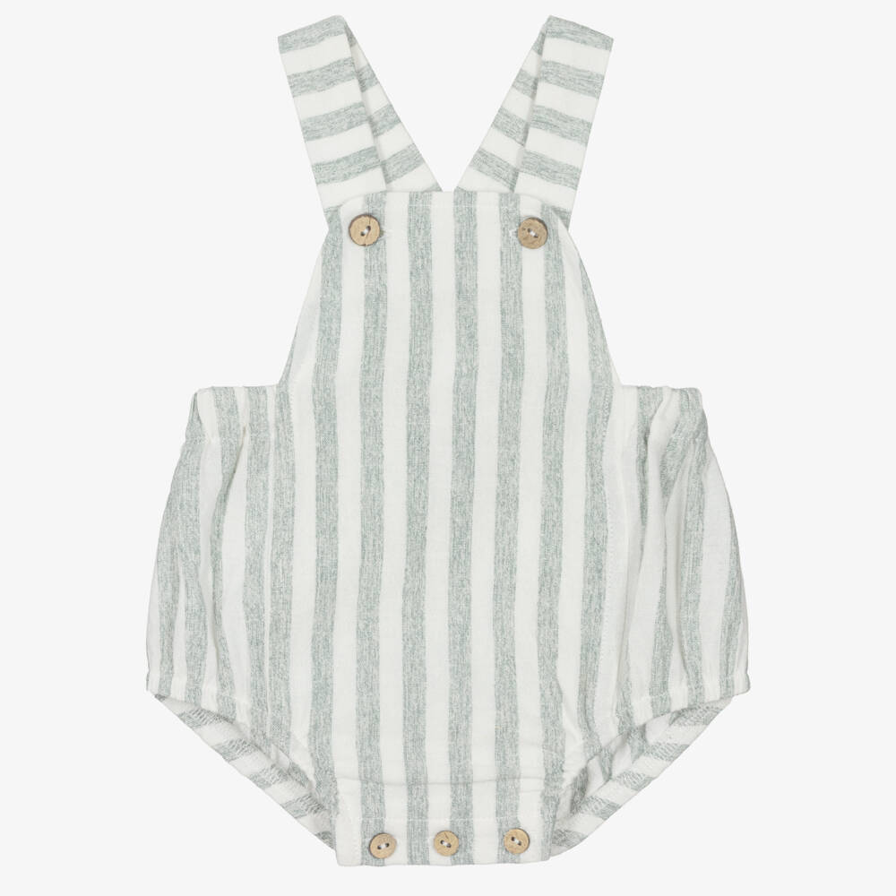 Babidu-Boys Green Linen Stripe Shortie | Childrensalon Outlet