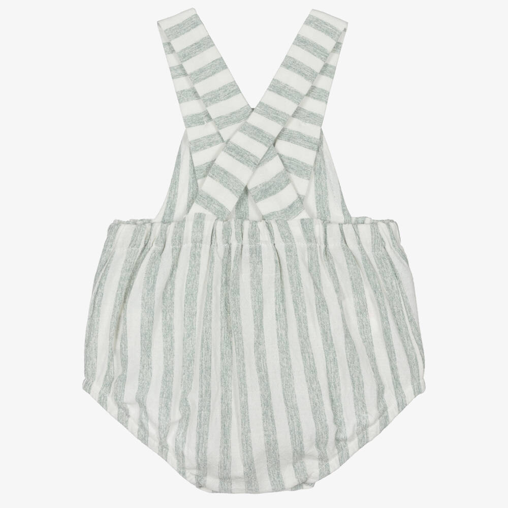 Babidu-Boys Green Linen Stripe Shortie | Childrensalon Outlet