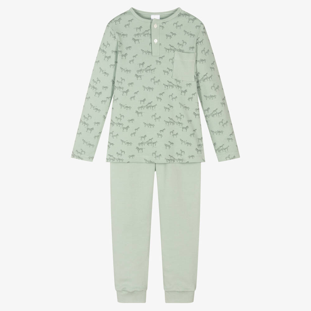 Babidu - Grüner Schlafanzug mit Zebras (J) | Childrensalon