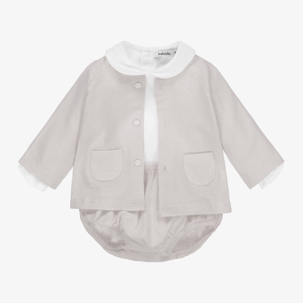 Babidu-Boys Grey and White Trio Set | Childrensalon Outlet