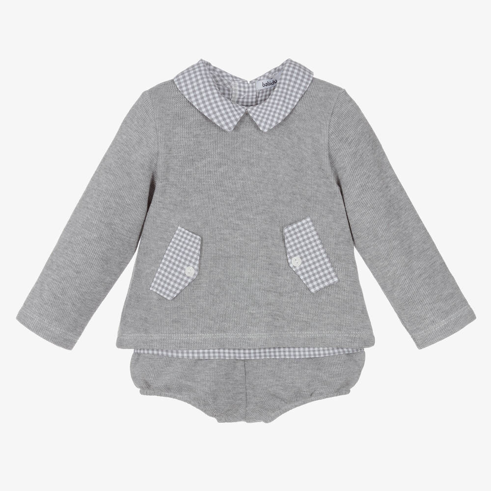 Babidu - Boys Grey Cotton Shorts Set | Childrensalon