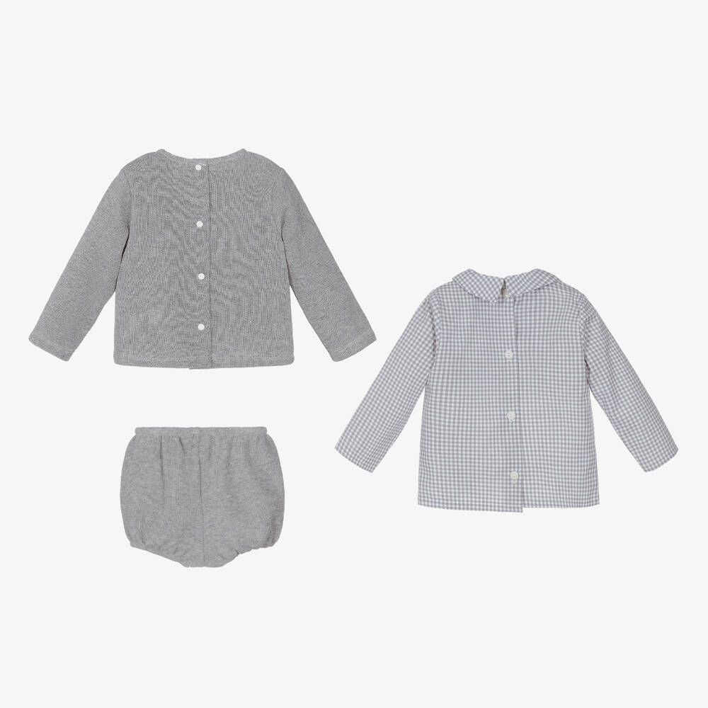 Babidu-Серый комплект с шортами из хлопка для мальчиков | Childrensalon Outlet