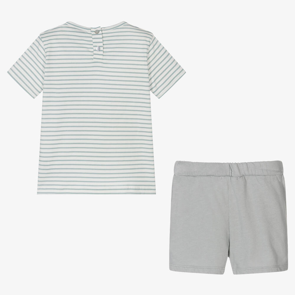 Babidu-Boys Grey Cotton Shorts Set | Childrensalon Outlet