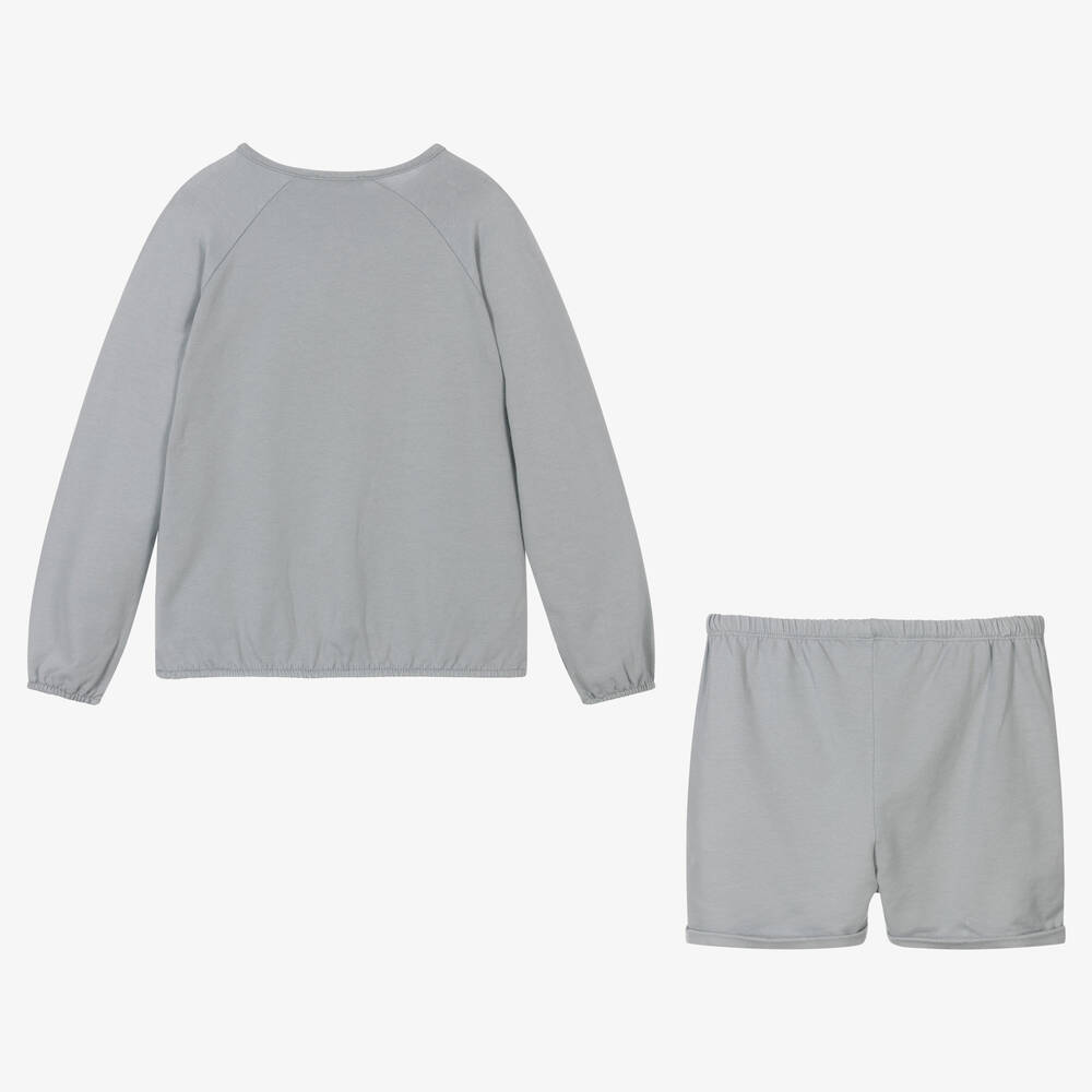 Babidu-Boys Grey Cotton Shorts Set | Childrensalon Outlet