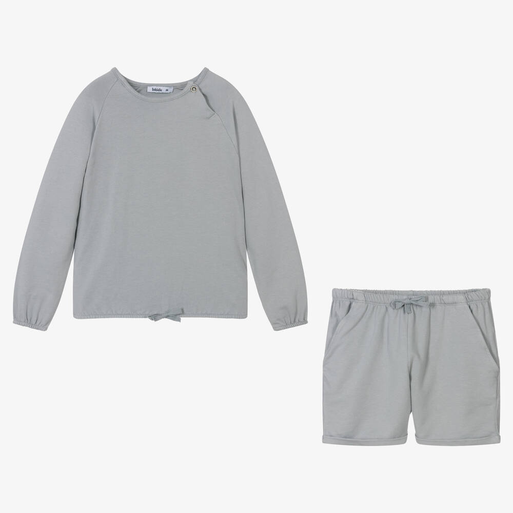 Babidu-Boys Grey Cotton Shorts Set | Childrensalon Outlet