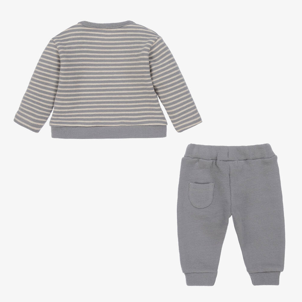 بابيدو -طقم بنطلون أطفال ولادي قطن محبوك لون رمادي | Childrensalon Outlet