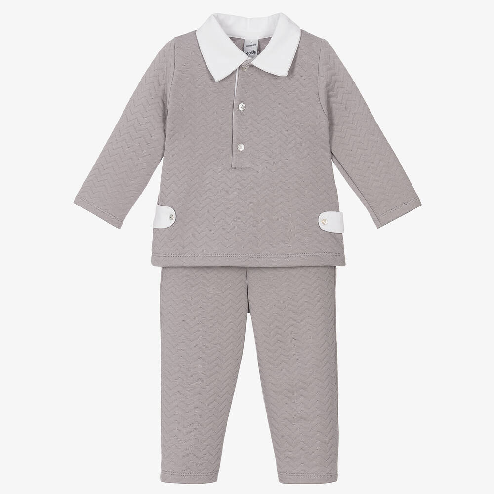 Babidu - Boys Grey Cotton Trouser Set | Childrensalon