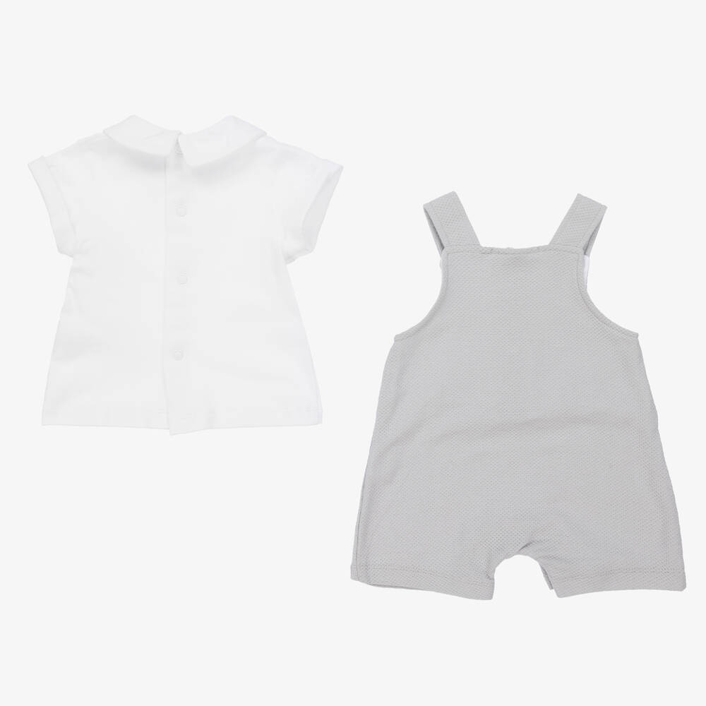 Babidu-Boys Grey Dungaree Shorts Set | Childrensalon Outlet